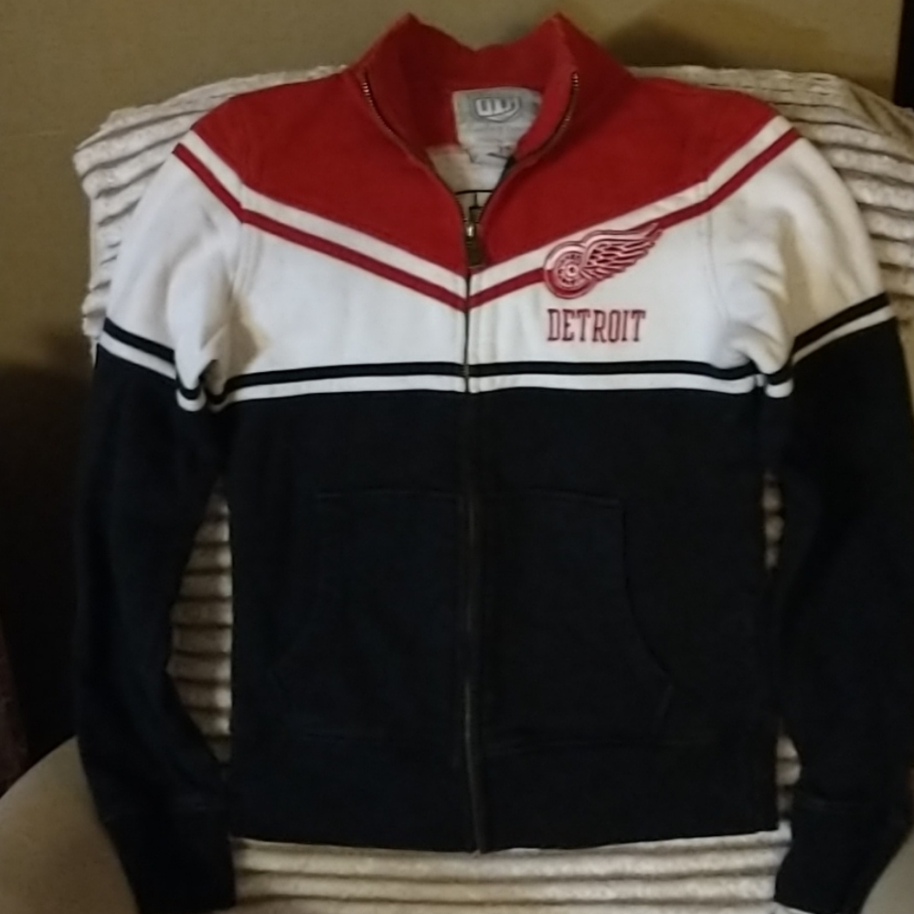 Old time hockey brand jacket Red wings NHL size sm